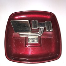 Vintage Metal Ashtray Advertising Red &amp; Silver Denmark file &amp; supply  A4 - £11.17 GBP