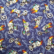 VIP by Cranston Fabric By The Yard Motorcycle Chopper Flames Crafting Quilting - £13.37 GBP