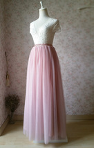 DUSTY PINK Tulle Maxi Skirts Women Plus Size Puffy Tulle Skirt for Wedding Party image 8