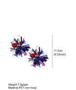 Dark Blue 4th of July Celebration Tinsel Earrings - $76.39 MXN