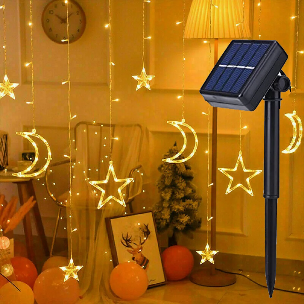 Christmas Decorations Solar  Moon String Light Outdoor Waterproof LED Fairy Ligh - £68.79 GBP