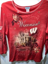 P.Michael Womens University Wisconsin Badgers T-Shirt Size M Red Floral Paisley - £12.62 GBP
