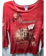 P.Michael Womens University Wisconsin Badgers T-Shirt Size M Red Floral ... - £12.62 GBP