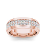 Authenticity Guarantee 
14K Rose Gold 1.15Ct Diamond Men&#39;s Wedding Band ... - $2,559.99