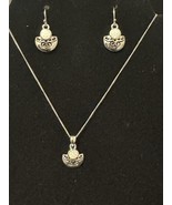925 Sterling Silver Opal Dangle Earring Necklace Set - $49.50