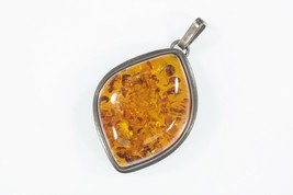 Vintage Sterling Silver Baltic Amber Pendant 12.8g - £161.71 GBP