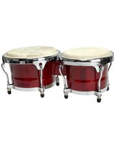 Bongo Drum Set 8&quot; &amp; 9&quot; Red Wood Percussion Instrument With Tuning Key New - £86.99 GBP