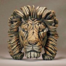 Edge Sculpture Lion Bust 16.9" High Majestic Mane Stone Resin Freestanding Brown image 5