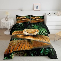 Snake Duvet Insert Full, Yellow Snake Comforter Set, 3D Reptile Bedding Set, Yel - £71.93 GBP