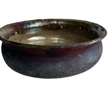 vintage handmade reike pottery bowl signed iridescent - $44.54
