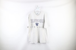 Vintage Y2K 2001 Mens 2XL Distressed Spell Out New York Yankees T-Shirt Gray - £35.00 GBP
