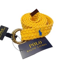 Polo Ralph Lauren Men&#39;s Woven Double 0-Ring Pull-Back Belt Yellow Size L - £23.97 GBP
