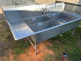 Load King Commercial 85&quot; x 36.5&quot; Stainless Steel Sink w/Left Drainboard ... - £709.70 GBP
