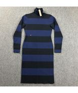 J Crew Dress Womens XS Blue Striped Sheath Sweater Turtleneck Cotton Ble... - $41.86 CAD
