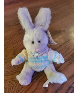 Happy Heart Bunnies Russ Bunny Rabbit Plush Green Sweater Easter 7&quot; Stuf... - $12.93 CAD