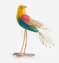 Gold Metal Bird Figurine 14.5&quot; High Whimsical Exquisite Wings Intricate ... - $59.39