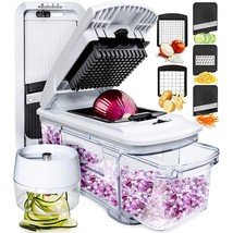 All-In-1 Vegetable Chopper, Mandoline Slicer &amp; Cheese Grater | Multi Blade Frenc - £58.51 GBP