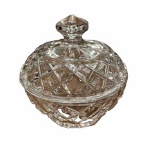 Vintage Diamond Cut Glass Covered Candy Trinket Dish - £8.26 GBP