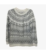 J. Jill Fair Isle Long Sleeve Sweater Womens Size Small Cotton Gray White - £18.11 GBP
