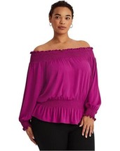 MSRP $80 Ralph Lauren Off-The-Shoulder Balloon Sleeve Orchid Purple Size 2XL - £21.13 GBP