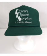 Vintage Dave's Diesel Service Green Corded Snapback Trucker Hat Baseball Cap - £10.72 GBP