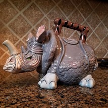 Rhino Teapot Ceramic by Blue Sky Clayworks Design by Lynda Corneille Home Decor - £44.81 GBP
