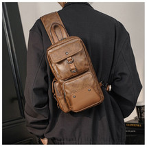 Faux Leather Men Women Shoulder Bag Sling Crossbody Chest Travel Backpack  - £31.46 GBP