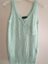 Ladies Henley Top Size M - Mint Green S/L Cotton Knit Top By L Simsbury Nwot - £10.81 GBP