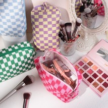 6 Pcs Checkered Makeup Bag Preppy Cosmetic Bag Bulk Pink Black Makeup Pouch Pers - £35.88 GBP