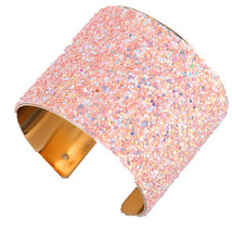 Dayoff European Vintage Metal Bangle Punk Colorful Sequins C-Shaped Alloy Openin - £11.45 GBP