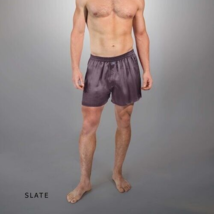 One Linda Hartman Men&#39;s 100% Pure Silk Boxers Size XX-Large Slate - £26.29 GBP