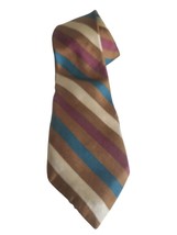 Vintage Resilio Striped Cream Brown Teal Burgundy Mens Tie Necktie Estat... - $268.33 MXN