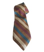 Vintage Resilio Striped Cream Brown Teal Burgundy Mens Tie Necktie Estat... - $267.84 MXN