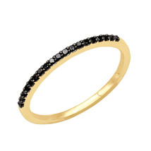 0.30Ct Simulé Onyx Noir Empillable Anneau de Mariage 14K or Jaune Plaqué - £31.77 GBP