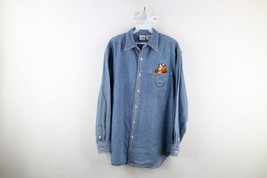 Vintage 90s Disney Womens Small Faded Winnie the Pooh Tigger Denim Button Shirt - £39.38 GBP