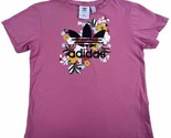 Adidas Girls Youth Pink Floral Logo T- Shirt Short Sleeve Size Medium 11... - £8.55 GBP