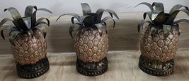 Lot of 3 Brass / Copper Color Pineapple Candle Holders Matching See Pict... - $26.99