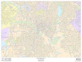 Central Dallas, Texas Laminated Wall Map (Landscape) (MSH) - $193.05