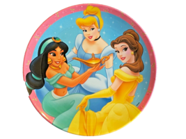Plate Zak Designs Disney Princess Melamine 8&quot; Jasmine Cinderella Belle V... - $13.89