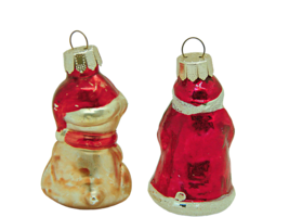 Set of 2 Vintage Mini Glass Holiday Christmas Ornaments Teddy Bear and Santa 2&quot; - £10.86 GBP