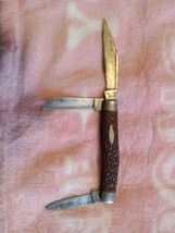 Vintage 1970s Monarch 2231 4&quot; Stainless Jigged Folding Stockman Pocket Knife - $8.59