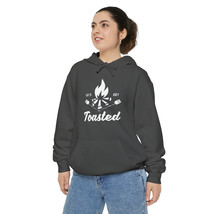 Unisex Black &amp; White Campfire Graphic &quot;Let&#39;s Get Toasted&quot; Garment Dyed Hoodie wi - £49.28 GBP+