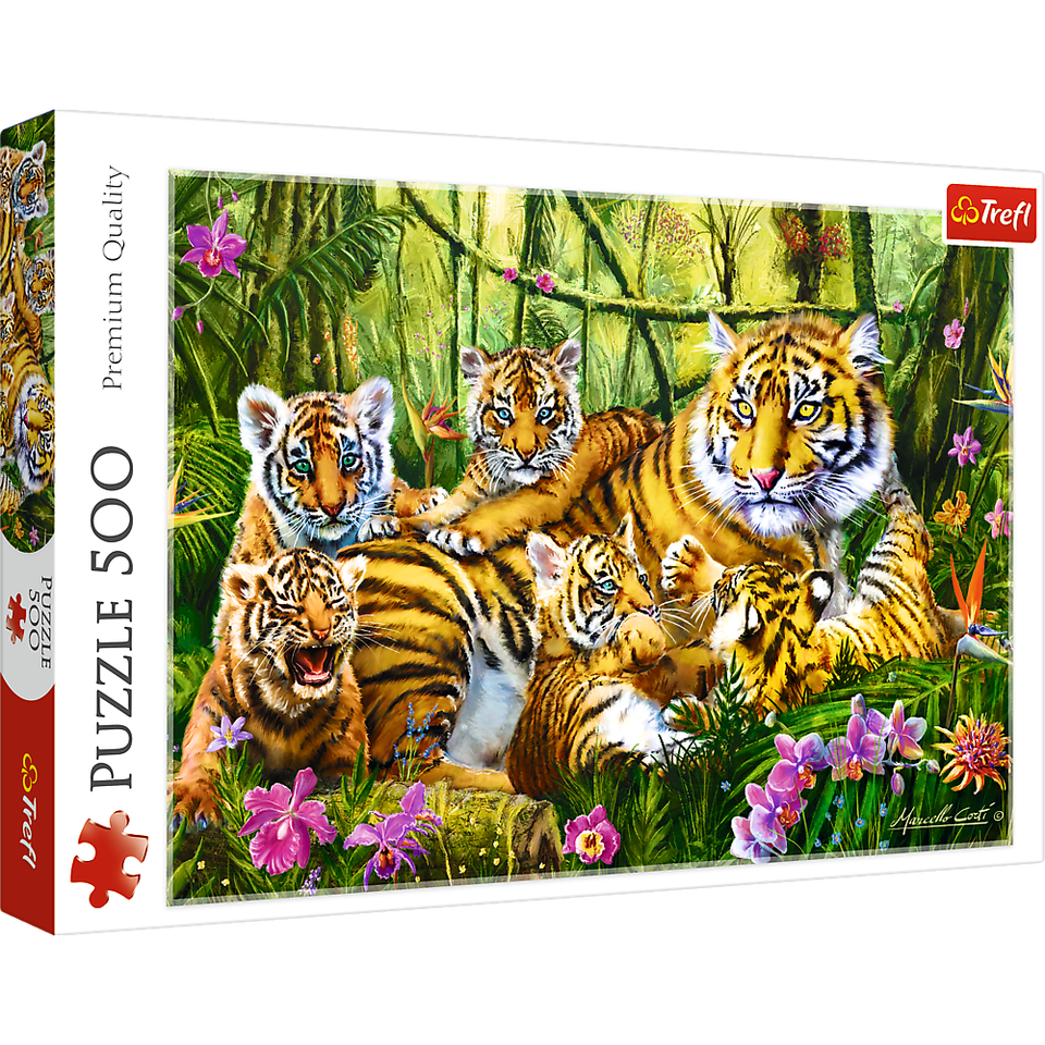 500 Piece Jigsaw Puzzles, Family of Tigers, Jungle, Wild Animals, Tiger ... - $33.74