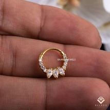 Moissanite Diamond Marquis Daith Piercing, Prong Set Nose Ring in 14K Gold - €192,49 EUR+