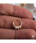 Moissanite Diamond Marquis Daith Piercing, Prong Set Nose Ring in 14K Gold - $220.00+