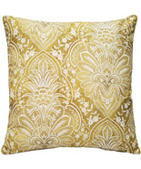 Leone Damask Dijon Yellow Throw Pillow 21x21, with Polyfill Insert - £47.92 GBP