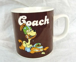 Garfield Coach Coffee Mug Football Odie Jim Davis Brown Mug Cup Vintage 1978 - £20.60 GBP