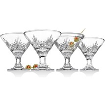 Martini Glasses Set Of 4 Barware Vintage Stemmed Drinking Crystal Cocktail Party - £32.79 GBP
