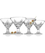 Martini Glasses Set Of 4 Barware Vintage Stemmed Drinking Crystal Cockta... - £32.49 GBP