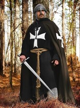 Medieval White Templar Crusader Tunic Surcoat &amp; Cloak Reenactment costum... - £250.04 GBP